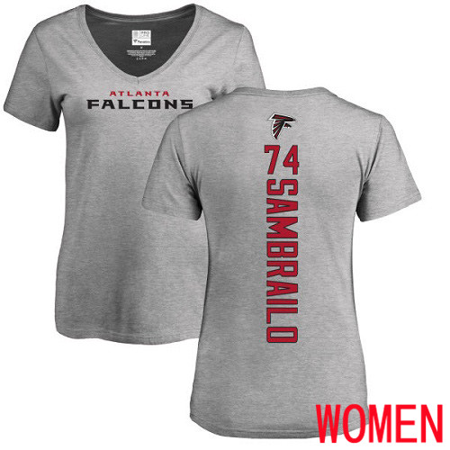 Atlanta Falcons Ash Women Ty Sambrailo Backer NFL Football #74 T Shirt->nfl t-shirts->Sports Accessory